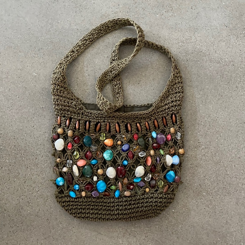 Macrame Boho Bag with colorful Beads